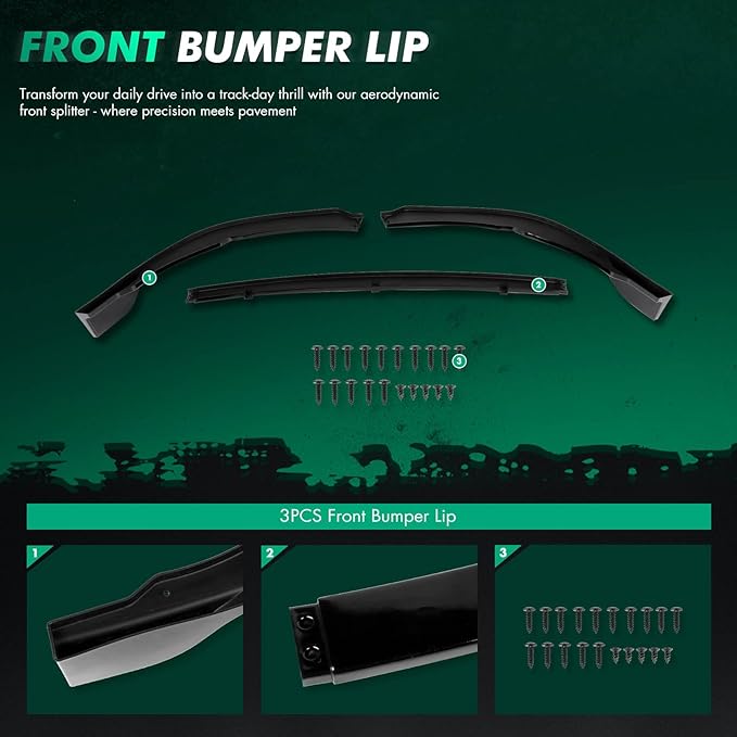 SCITOO Automotive Front Bumper Lip Spoiler Splitter Kits Fits for Toyota Camry 4-Door Sedan 3.5L XLE 2018-2019