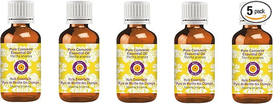 Deve Herbes Pure Cornmint Essential Oil (Mentha arvensis) Steam Distilled (Pack of Five) 100ml X 5 (16.9 oz)
