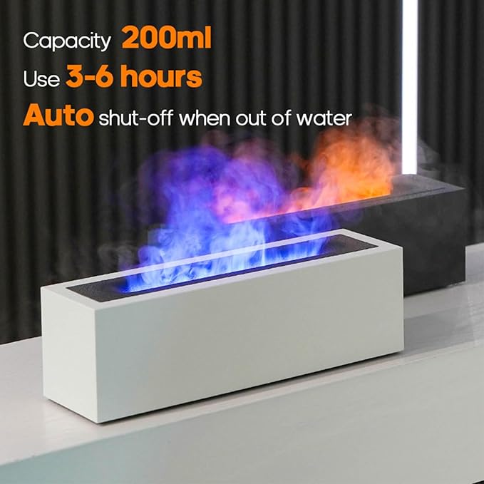 Nordic Mist Essential Oil Diffuser, Aromatherapy Humidifier with Flame Light Effect, Large Capacity 500ml Ultrasonic Diffuser for Home Office Yoga Spa, Quiet Operation 7 Color LED (Black)