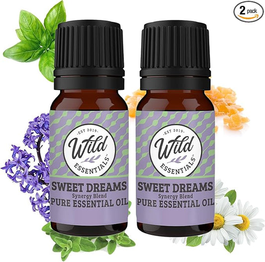 Wild Essentials Sweet Dreams 100% Pure Essential Oil Synergy Blend 2 Pack 10ml, Premium Grade, Use for Sleep, Rest, Relaxation, Nighttime, Made and Bottled in The USA
