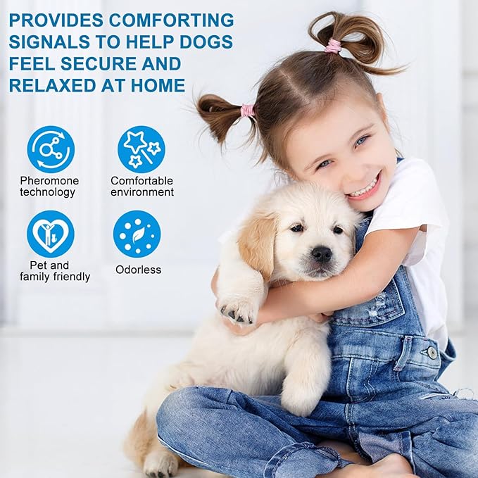 SLE Dog Pheromone Diffuser, Pheromones Calming Diffusers for Dogs Anxiety Relief 3 Refills & 1 Calming Diffuser, Relieve Separation Anxiety, Stress Barking and Chewing Calm Relaxing