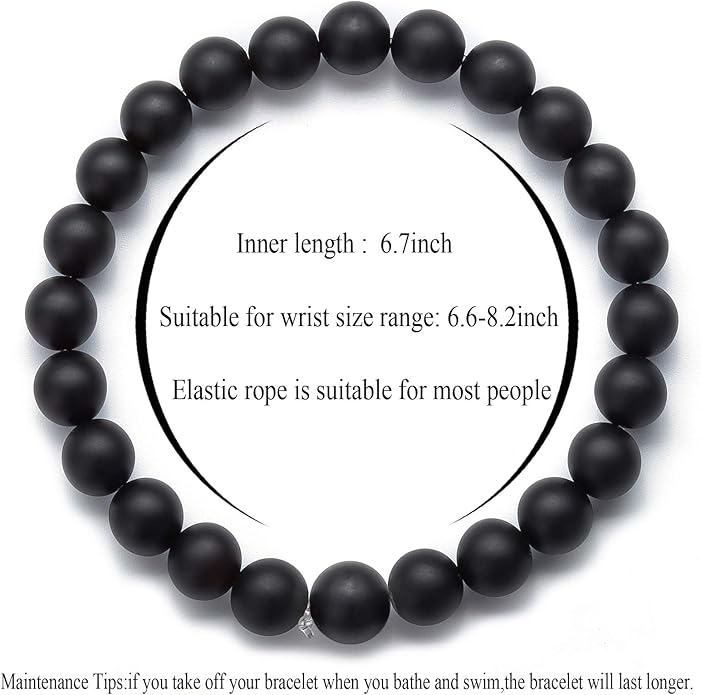 Hamoery Men Women 8mm Natural Stone Lava Rock Diffuser Bracelet Elastic Yoga Agate Beads Bracelet Bangle
