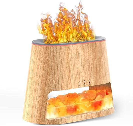 Luxury Himalayan Salt Lamp Humidifier & Aromatherapy Diffuser - 8 Color Mood Lighting w/Remote for Spa, Bedroom, Home Relaxation260ml (Wood)