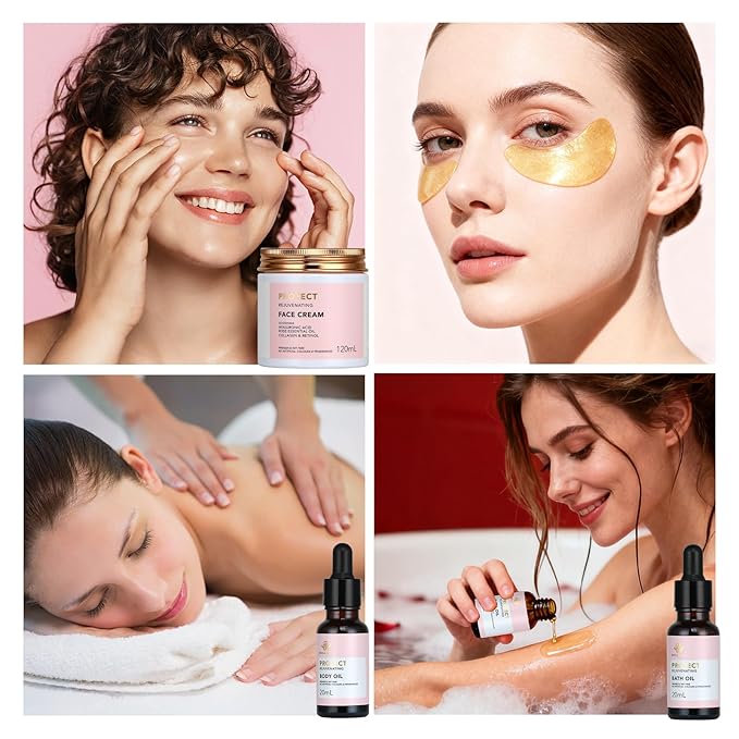 Mother's Day Gift, Spa Gifts 30pcs Rose Facial Skin Care Set for Women, Face Cream, Bath Oil, Serum, Shower Accessories, Bath and Body & Facial Kit, Birthday, Christmas, Valentine's, Bridal Shower