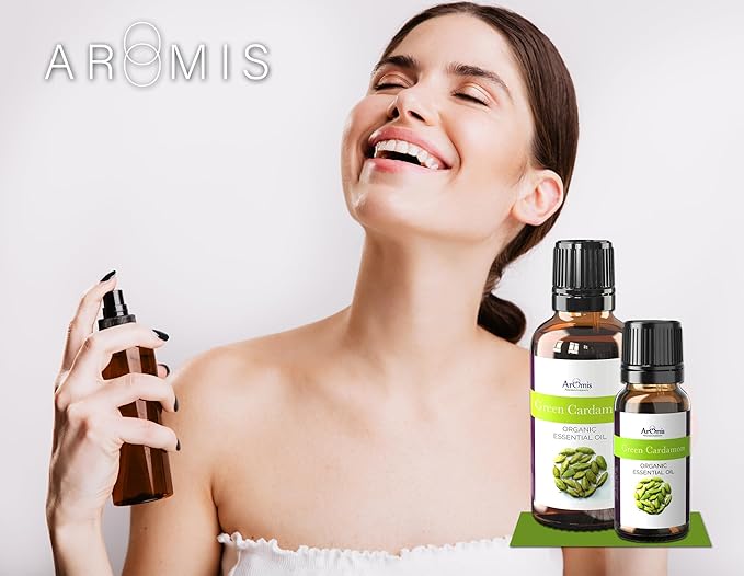 ArOmis Green Cardamom Essential Oil - 100% Pure Therapeutic Grade - Undiluted, Premium Oil - 150 Micron Filtered, Perfect for Aromatherapy Diffusers (10ml / .34 fl oz)