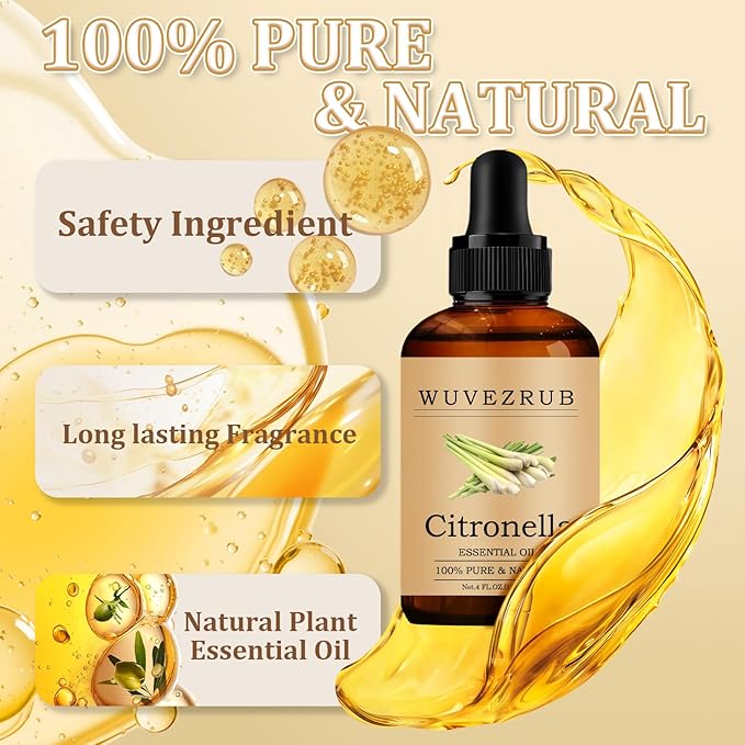 Citronella Essential Oil 120ML - 100% Pure and Natural Oils for Aromatherapy Diffuser - 4 Fl Oz/Citronella