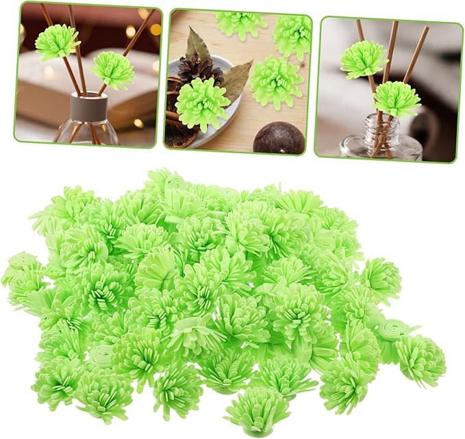PRETYZOOM 100pcs Aromatherapy Flower Diffuser Sticks Portable Artificial Chrysanthemum Essential Oil Diffusers for Home Bathroom Bedroom Office Air Freshener Decor