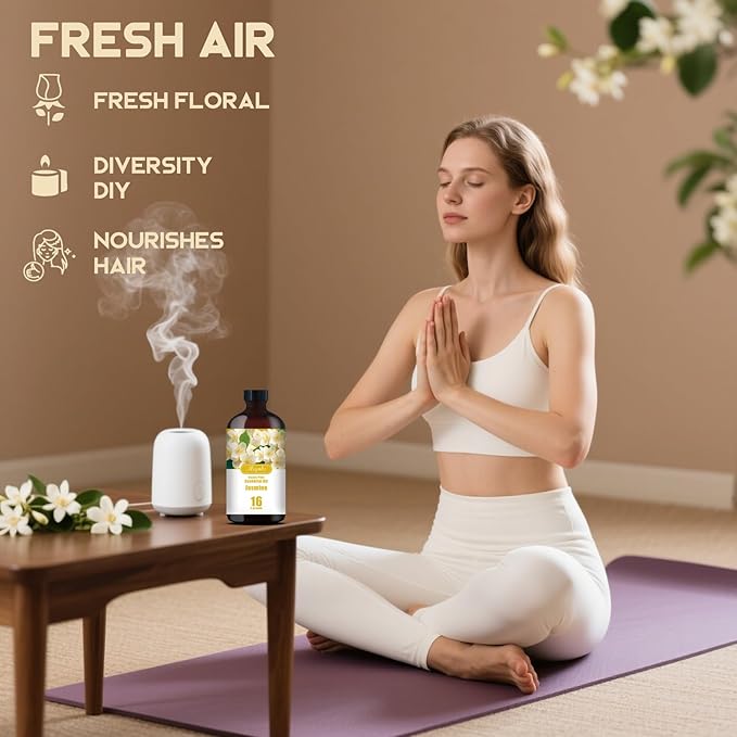 Jasmine Essential Oil – MLYNKL Jasmine Oils 16.33 fl oz for Diffusers, Humidifiers, Massage, DIY Candles, Soap, Cleaning, Home, Yoga, Office, Gifts - 490 ml