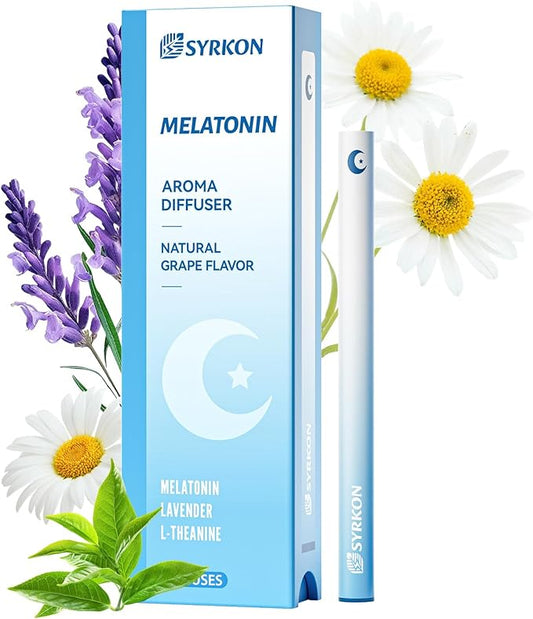 Melatonin Diffuser Pen, Sleep Support & Stress Relief, Grape Flavor, Extracts of Lavender, L-Theanine and Ashwagandha, Habit Transition, 600 Uses