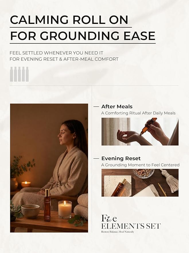 Calming Essential Oil Roll-On, Comforting Aromatherapy Roller for Grounding Ease, Botanical Blend with Sweet Orange, Patchouli & Sandalwood, Spa-Inspired Comfort Ritual, 15ml