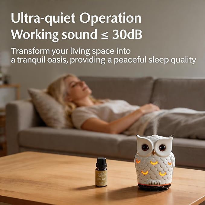 Ceramic Essential Oil Diffuser 200ml,Ultrasonic Aromatherapy Humidifier with 7-Color LED Night Light, Waterless Auto Shut-Off & Timers, Stone Scent Cool Mist Diffusers for Home, Bedroom, Office, Decor