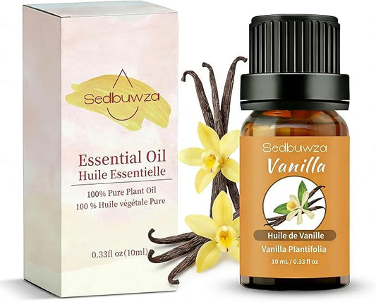 Sedbuwza Vanilla Essential Oil, Pure Organic Vanilla Fragrance Oil for Diffuser, Humidifier, Soap, Candle, Perfume