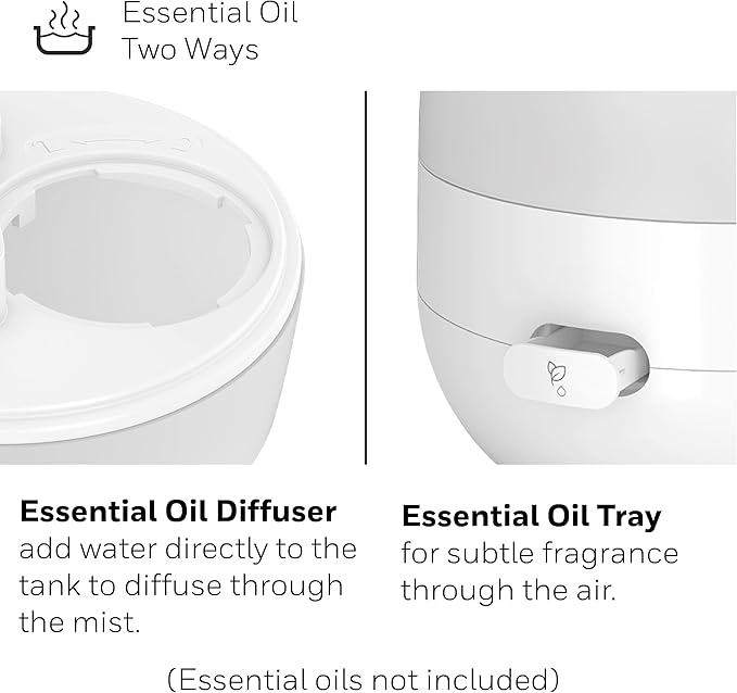 Honeywell Ultra Glow Light Changing Humidifier and Diffuser – Cool Mist Humidifier for Bedroom or Office with Essential Oil Diffuser
