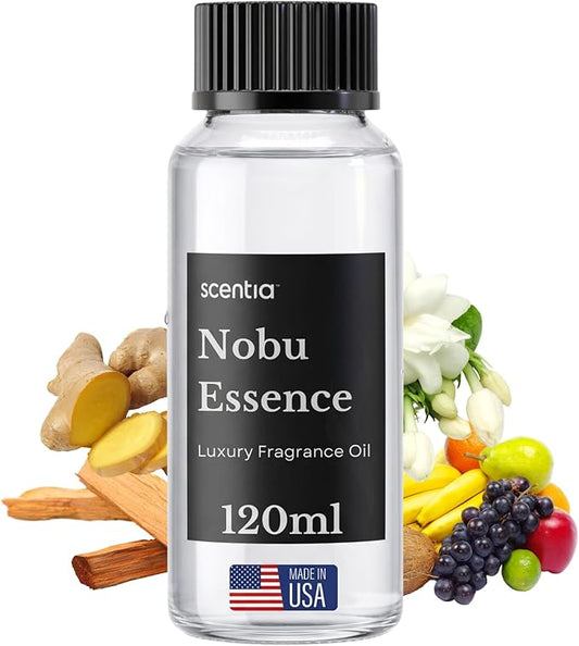 Scentia Nobu Essence Diffuser Oil Refill – Hotel Fragrance Oil Inspired by Nobu Hotel – 120 mL – Jasmine, Lily & Sandalwood Long-Lasting Scent for Ultrasonic & Waterless Diffusers, Made in USA