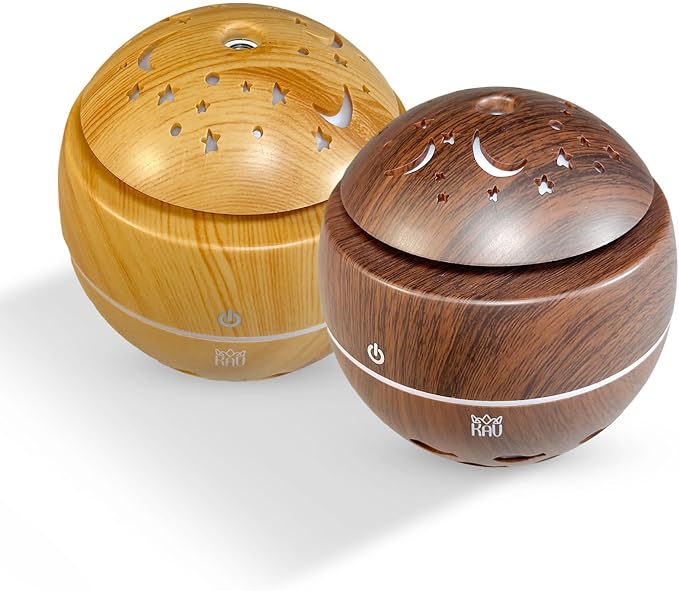 Aromatherapy Cool Mist Diffuser, Essential Oil Diffusers with LED 7-Color Lights, 120ml Capacity, Silent Aroma Diffuser for Home Bedroom, 5V USB Cool Mist Humidifier Includes (Espresso)