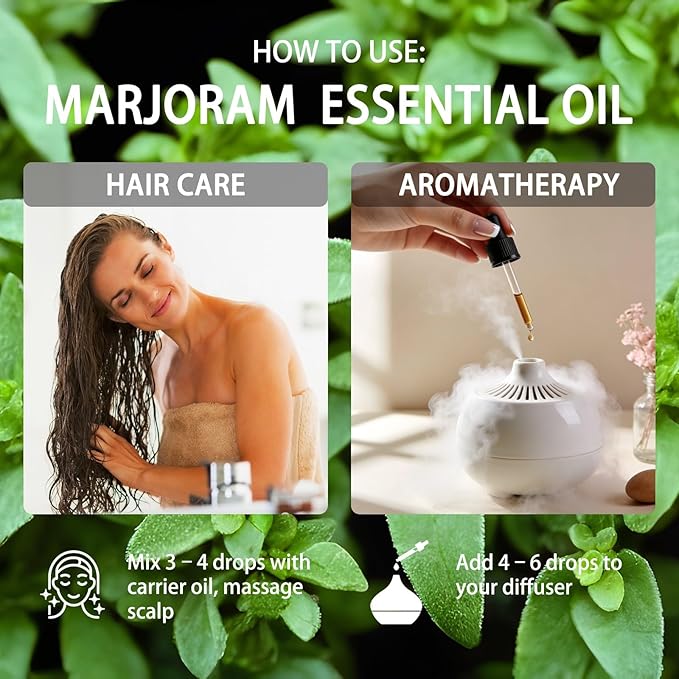 Marjoram Essential Oil, 16 fl oz (480ml) - ZODION Marjoram Fragrance Oil for Diffuser, Massage, Humidifier, DIY Candle, Soap Making, Home, Bath, Yoga