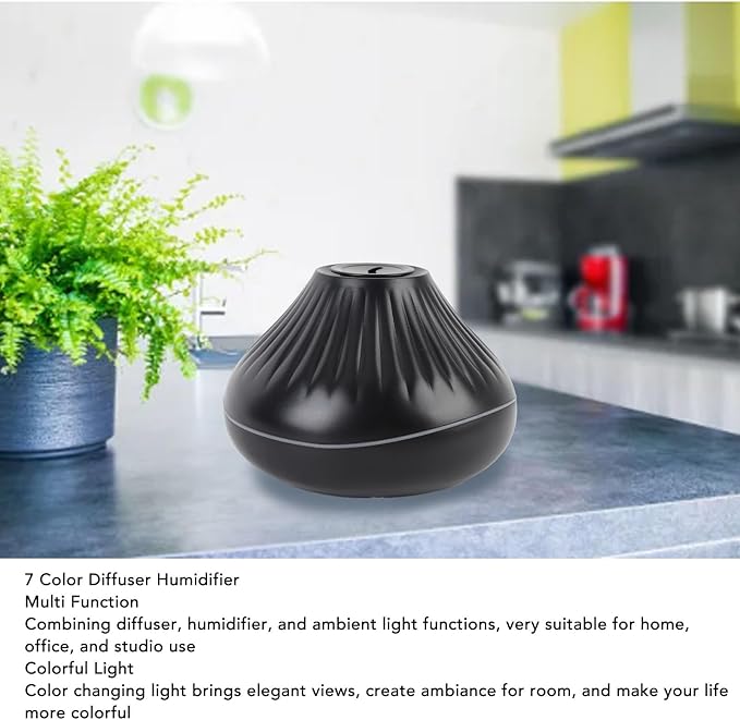Essential Oil Diffuser, 160Ml 7 Colors Flame Diffuser Humidifier with Auto Off Protection, Aromatherapy with Dual Mist Mode Quiet Mode for Home Office Studio Use (Black)