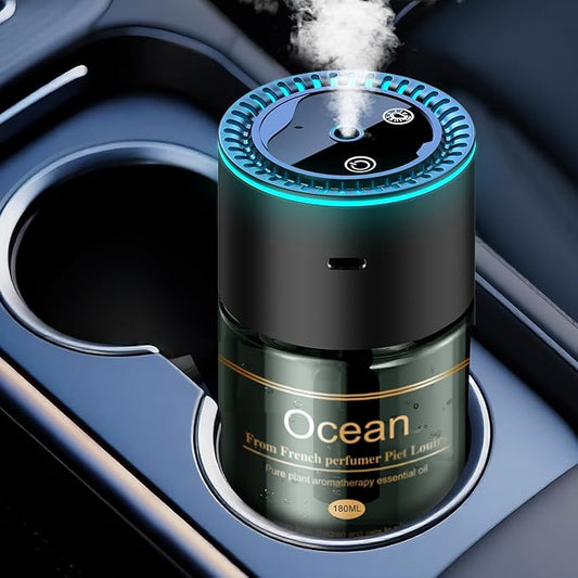 Smart Car Air Freshener Diffuser - 270-Day Long-Lasting Essential Oil 6.09 Fl Oz /180ml, Auto On/Off Sensor, Ultrasonic Dual Modes, Multi-Mode Adjustable, Natural French Fragrance Oils, Ocean Scent