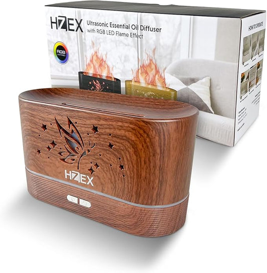 Colorful Flame Aromatherapy Diffuser – 200ml Ultrasonic Essential Oil Diffuser with 7 LED Lights & Whisper-Quiet Design – Cool Mist Humidifier for Relaxation, Bedroom, Yoga, Meditation & Home Décor