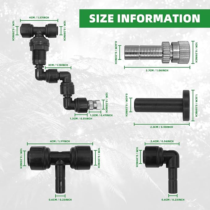 2 Pack Reptile Mister Nozzles, 1/4'' Reptile Misting Nozzles, Adjustable Reptile Fogger Fine Mist Nozzles for Full Water Coverage, Replacement Micro Spray Nozzles for Reptile Terrarium Tank