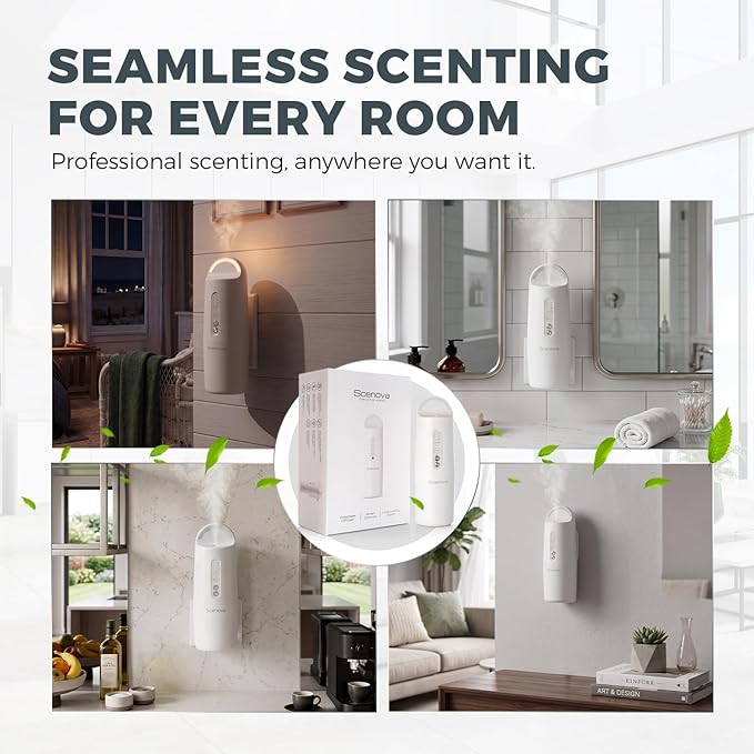 Pulse, Plug in Waterless Scent Diffuser Starter Kit. Ritz, Baccarat Oil Included. 1000 sq ft Coverage. Cold Air, Waterless, Touch Panel Controls and Bluetooth, Aromatherapy for Home.
