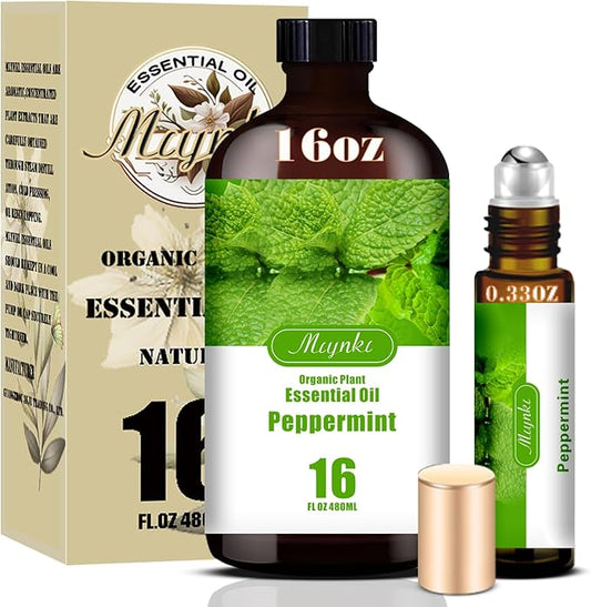Peppermint Essential Oil – MLYNKL Peppermint Oils 16.33 fl oz for Diffusers, Humidifiers, Massage, DIY Candles, Soap, Cleaning, Home, Yoga, Office, Gifts - 490 ml