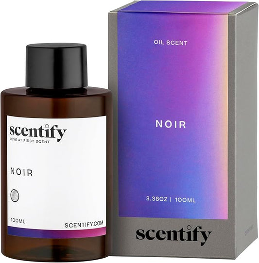 Scentify Noir Aroma Oil Refill Scent for Oil Diffusers – Bergamot, Lemon, Fig, Rose & Amber – Luxurious Relaxing Aromatherapy Diffuser Fragrance 100ml, 3.38 oz – New Version