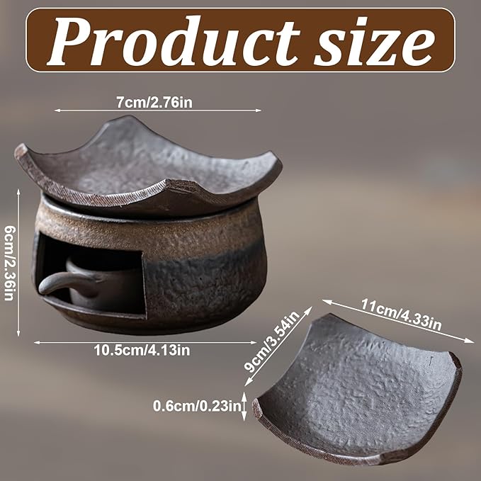 Ceramic Aromatherapy Stove Essential Oil Burner Handmade Zen Incense Burner Kit Candle Wax Melts Warmer Zen Santo Diffuser for Home Fragrance, Meditation, Relaxation & Bedroom