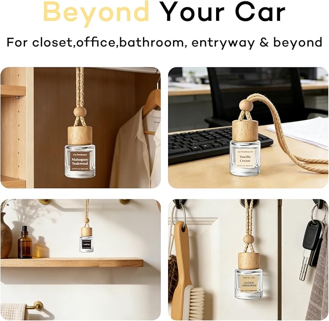 C Classy Hanging Car Air Freshener 2 Pack, New Car Essential Oil Diffuser, Long-Lasting Fragrance, Cute Glass Bottle Car Accessories for Women & Men, Made in USA