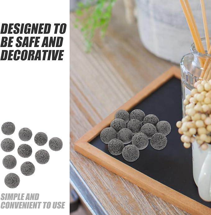 SAFIGLE Volcanic Rock Aromatherapy Stone 16mm Natural Lava Diffuser Stones 20pcs Passive Fragrance Expanding Rocks for Home Relaxation and Essential Oil Diffusers