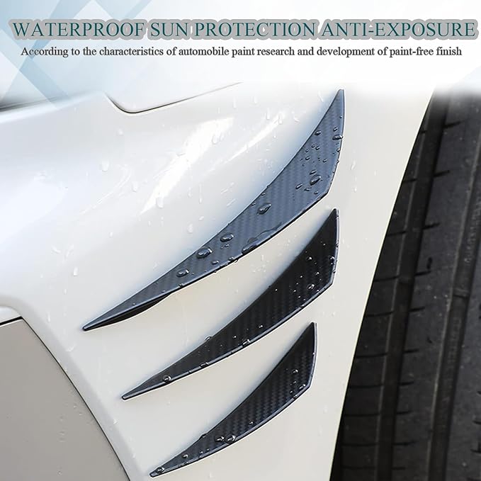 Pack-6 Car Spoiler Canards Kit, Universal Auto Front Bumper Lip Splitter, Body Anti-Collision Diffuser, Exterior Soft Rubber Decorative Stickers (Carbon Fiber Black)