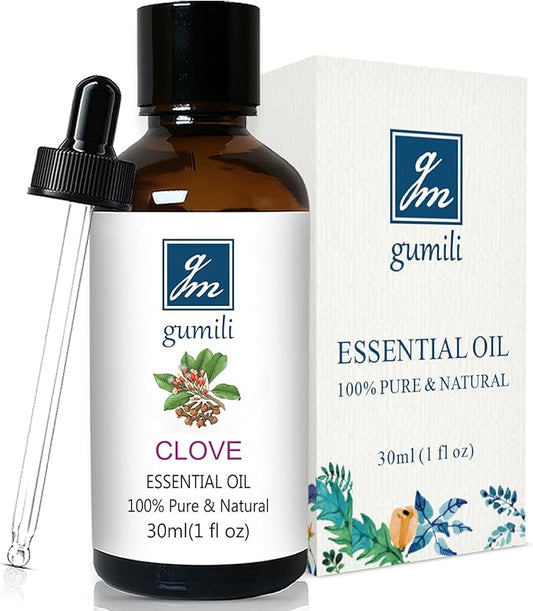 GM Gumili Clove Oil 1 Oz, 100% Pure Clove Bud Essential Oil for Teeth and Gums, Natural Aromatherapy Essential Oils for Diffuser, Skin and Hair Care