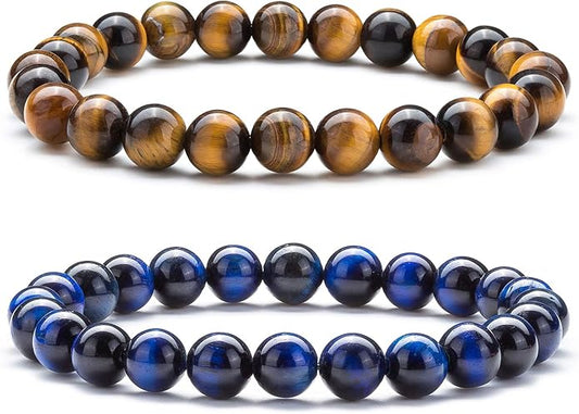 Hamoery Men Women 8mm Natural Stone Lava Rock Diffuser Bracelet Elastic Yoga Agate Beads Bracelet Bangle