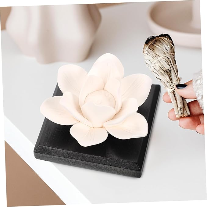 Holibanna Car Incense Diffuser Ceramic Air Perfume Decor Lotus Scent Diffuser for Vehicle and Safe Material Smooth Surface for Office Bedroom Yoga Meditation