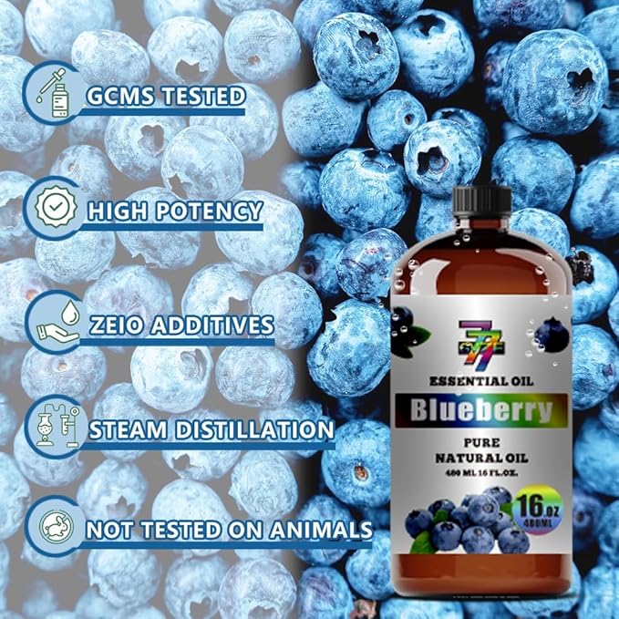 Blueberry Essential Oil - GV77ZF Blueberry Oils for Diffusers, Humidifiers, DIY Candles, Soap, Cleaning, Home, Office, Yoga, Massage, Gifts - 16 fl oz (480 ml)
