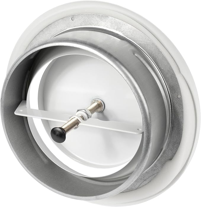 Repa Market ø6" Inch White Steel Exhaust Diffuser with Flange - Soffit Vent Grille - Adjustable Valve for Optimal Airflow - Quiet Duct Air Extraction - Indoor Ventilation - Round Duct Cover