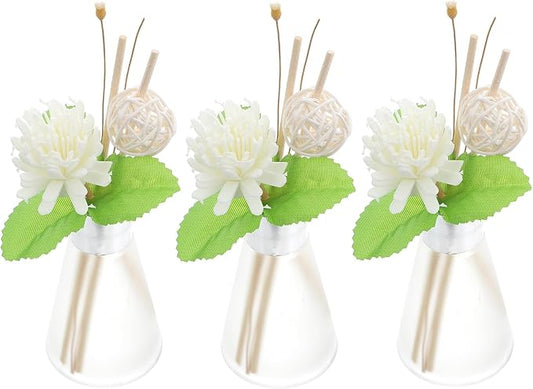 Healeved Dried Flower Reed Diffuser Set 3pcs Glass Aromatherapy Bottle with Ocean Scent Essential Oil for Home and Bathroom Fragrance Decoration
