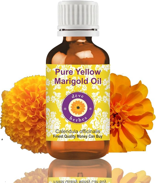dève herbes Yellow Marigold Oil (Calendula officinalis) | Infused | Pure | Non-Sticky | Lightweight | for Facial Care | Men & Women | 15ml (0.50 oz)