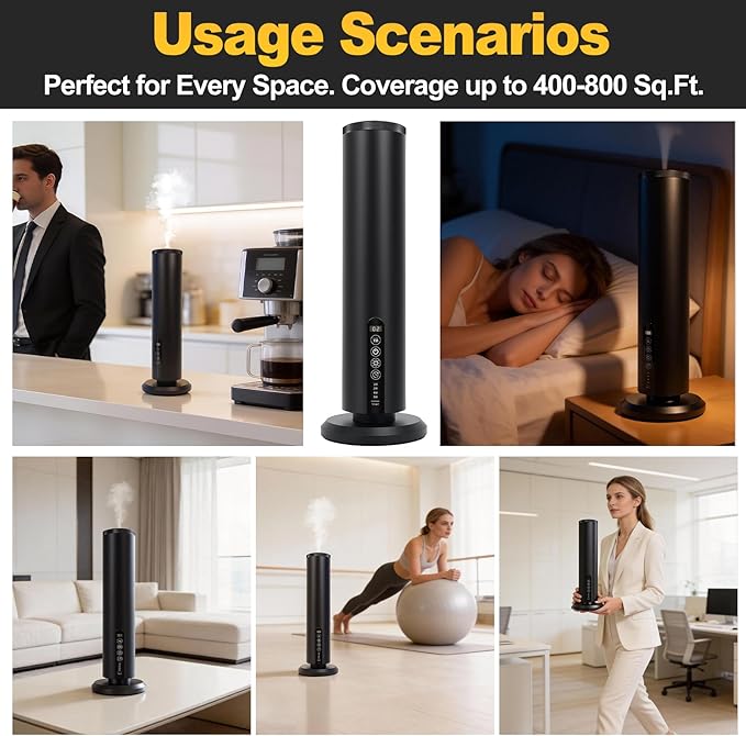 Hotel Waterless Scent Diffuser Starter Kit | 1500 Sq Ft Cold Air Essential Oil Diffuser with Bluetooth | Rechargeable Cordless Portable | Bedroom Office Home Spas | 4 X 20ml Hotel Essential Oil