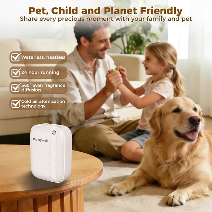 Waterless Essential Oil Diffuser for Home & Office, Cold Air Diffuser for Large Home, 3000 Sq Ft Coverage, Wall-Mounted, Smart APP Control, Pet & Kid Friendly, 13.5 Fl Oz Large Capacity