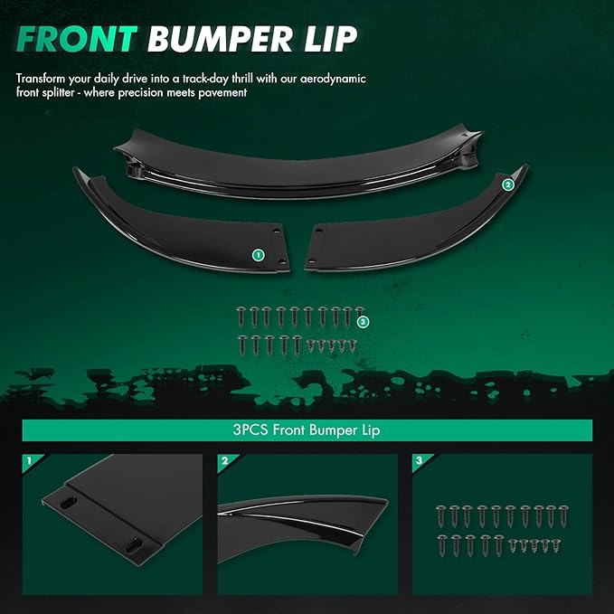 SCITOO Plastic Front Lip Spoiler Fits for 2006-2010 for BMW E60 M5 Glossy Black Front Bumper Lip