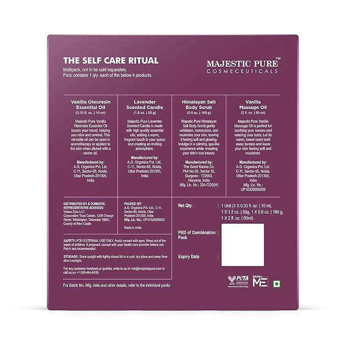 Majestic Pure Spa & Pamper Set | Gift Set of 4 | Relaxing Self-Care Essentials for Home Spa Experience