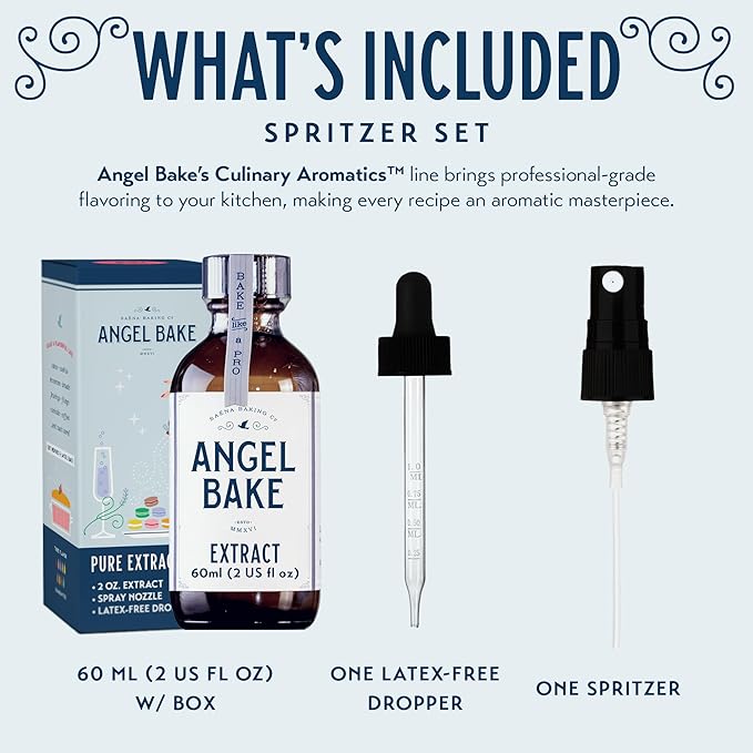 Angel Bake Pure Bulgarian Lavender Extract for Baking and Mixology, 200 Servings Culinary Aromatics with Spritzer and Dropper, Keto Friendly, Vegan, Gluten Free, 2 Oz