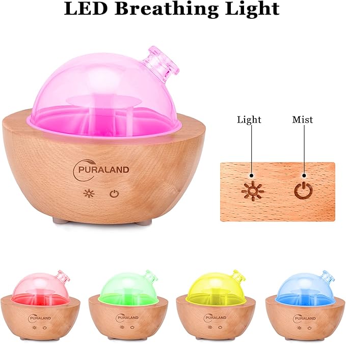 2025 Upgraded Remote Handmade Glass & Real Wood Essential Oil Diffuser, Aromatherapy Diffuser, 200ml Aroma Humidifier, Cool Mist with 7 LED Colors, Waterless Auto Shut-Off for Home Office Bedroom Gift