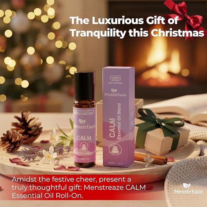 Natural Calm Essential Oil Roll On with Lavender, Neroli, Bergamot, & Rosehip Oil, Stocking Stuffer for Girls and Women, Stress Relief, Long Lasting Emotional Balance, Self Care Gifts for Women, 10ml