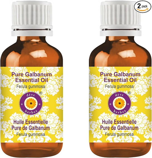 Deve Herbes Pure Galbanum Essential Oil (Ferula gummosa) Steam Distilled (Pack of Two) 100ml X 2 (6.76 oz)