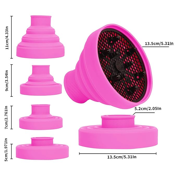 Universal Collapsible Hair Dryer Diffuser Attachment- Salon Grade Tool,Lightweight Foldable Portable Travel Folding Design Fit Most of Blow Dryers-PinkPink