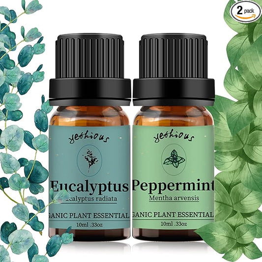 yethious Peppermint Eucalyptus Essential Oil 10ML Natural Peppermint Essential Oil Gift Set for Aromatherapy & Diffuser, Fragrance, Soap Candle Making