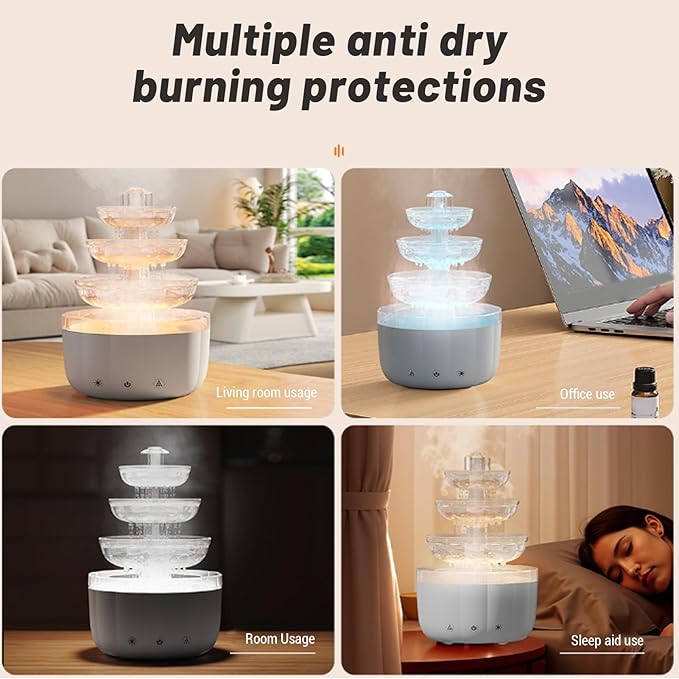 AUNMAS Fountain Diffuser Humidifier, Essential Oils Aromatherapy Quiet Operation 500ml Capacity for Bedroom Living Room Office Relaxation