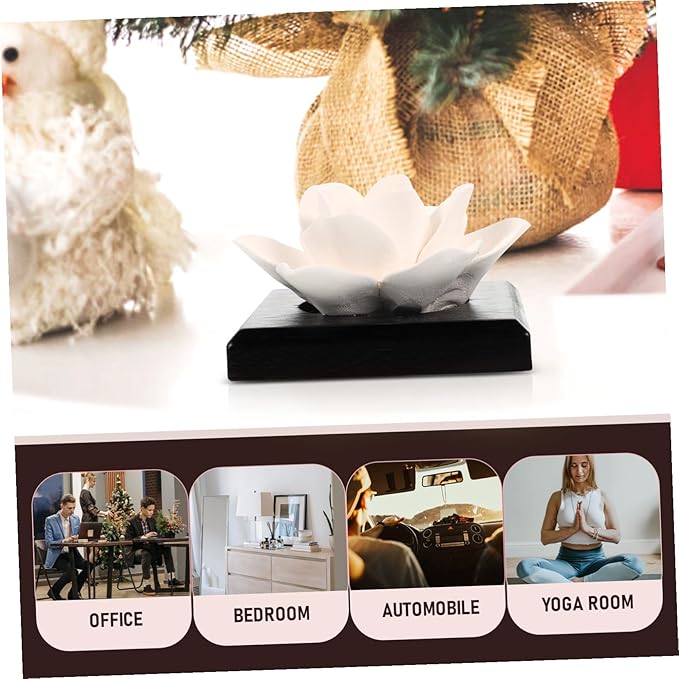 Holibanna Car Incense Diffuser Ceramic Air Perfume Decor Lotus Scent Diffuser for Vehicle and Safe Material Smooth Surface for Office Bedroom Yoga Meditation